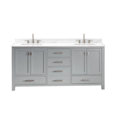 Kent 73 in. Gray Double Vanity with Engineered Cararra Top