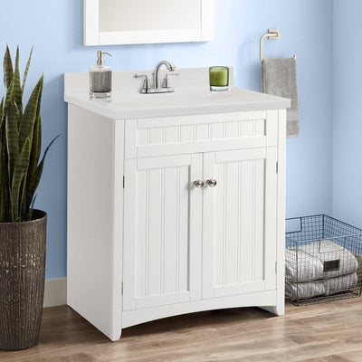 Style Selections Ellenbee 24-in White Single Sink Bathroom Vanity with White Cultured Marble Top - Super Arbor