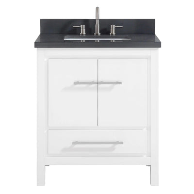 Ryder 31. White Single Vanity with Gray Engineered Stone Top