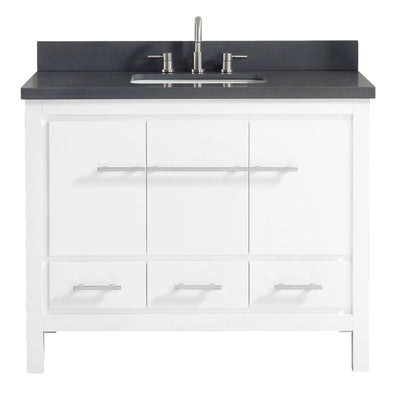 Ryder 43 in. White Single Vanity with Gray Engineered Stone Top