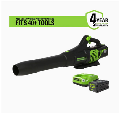 Greenworks Pro 60-Volt Max Lithium Ion Brushless Cordless Electric Leaf Blower (1-Battery Included) - Super Arbor