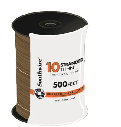 500 ft. 10 Brown Stranded CU THHN Wire - Super Arbor