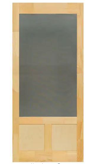 36 in. x 80 in. Elmwood Natural Pine Screen Door