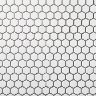 White Small Hexagon Polished Porcelain Mosaic