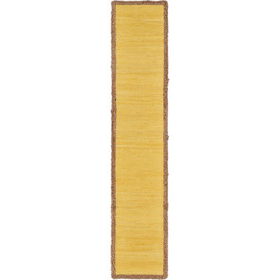 Sunny Day 14 in. W x 72 in. L Yellow Jute Border Table Runner - Super Arbor