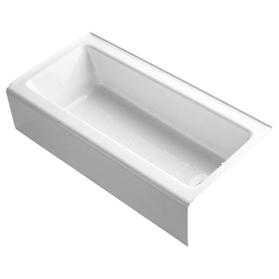Bellwether 60 in. x 30 in. ADA Cast Iron Alcove Bathtub with Integral Farmhouse Apron and Right-Hand Drain in White - Super Arbor