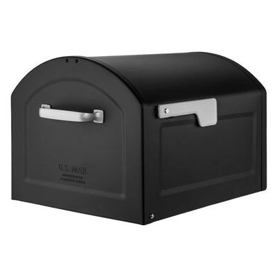 Centennial Extra Large Capacity Post Mount Parcel Mailbox in Black with Premium Silver Handle and Flag - Super Arbor