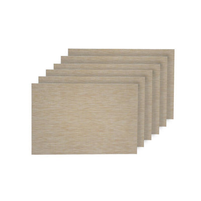 Natural Shimmer Ivory Woven Textilene Reversible Rectangle Placemats (Set of 6) - Super Arbor