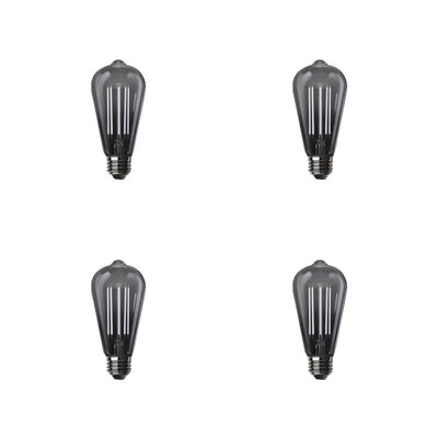 Feit Electric 60-Watt Equivalent ST19 Dimmable LED Smoke Glass Vintage Edison Light Bulb With Straight Filament Daylight (4-Pack) - Super Arbor