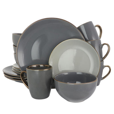 Tahitian Grand 16-Piece Casual Gray Stoneware Dinnerware Set (Service for 4) - Super Arbor