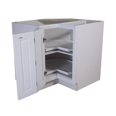 Brookings Plywood Ready to Assemble Shaker 36x34.5x24 in. 2-Door Lazy Susan Corner Base Kitchen Cabinet in White - Super Arbor