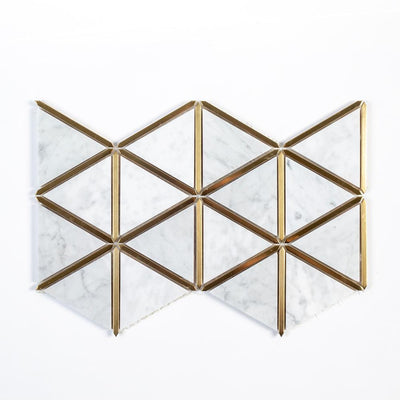 Jeff Lewis Larchmont Metallic 8.5 in. x 14.5 in. x 8 mm Geometric Marble with Metal Mosaic Tile - Super Arbor