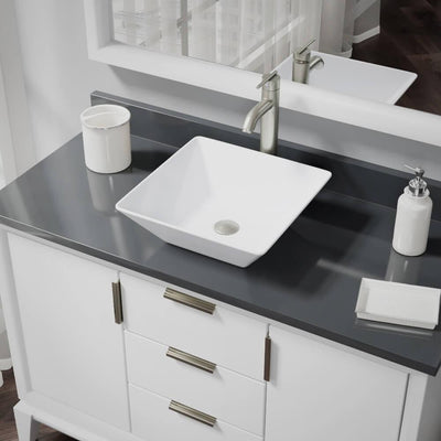 Porcelain Vessel Sink in White with 7001 Faucet and Pop-Up Drain in Brushed Nickel - Super Arbor