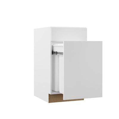 Designer Series Edgeley Assembled 18x34.5x23.75 in. Dual Pull Out Trash Can Base Kitchen Cabinet in White