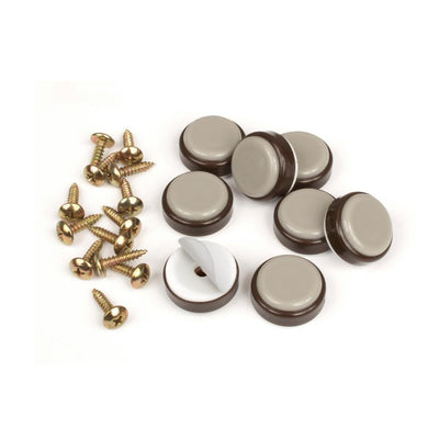 1 in. Round Chocolate Brown Self Stick or Screw On Floor Protector Chair Glides/Slider Feet (Set of 8)