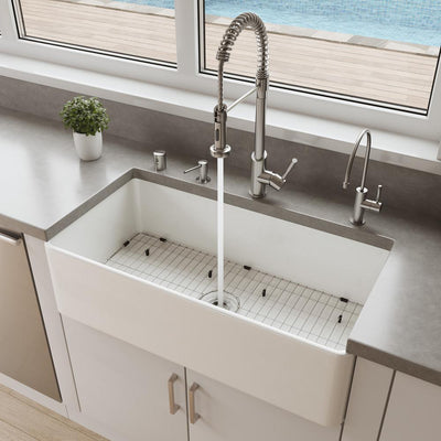 Fireclay 36 in. Single Bowl Farmhouse Kitchen Sink in White - Super Arbor