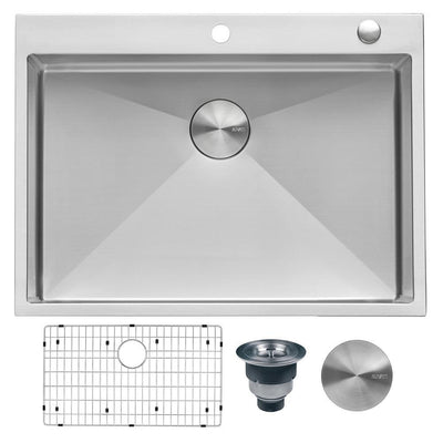 30 x 22 in. Drop-In Tight Radius Topmount 16-Gauge Stainless Steel Kitchen Sink Single Bowl - Super Arbor