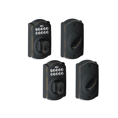 Camelot Aged Bronze Keypad Electronic Deadbolt (2-Pack) - Super Arbor