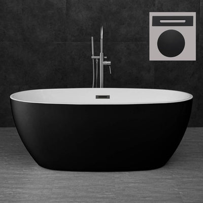 Troyes 59 in. Acrylic Freestanding Double Ended Soaking Bathtub with Drain and Overflow Included in Black - Super Arbor