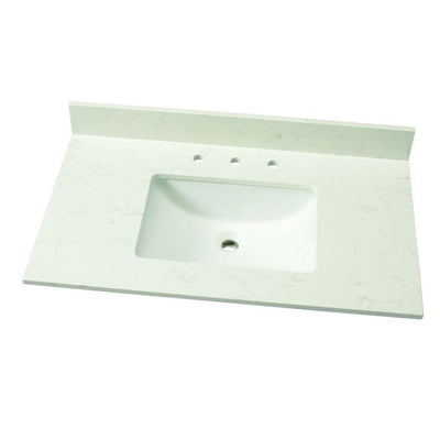 37 in. W Engineered Marble Single Vanity Top in Vanilla Sky with White Sink - Super Arbor