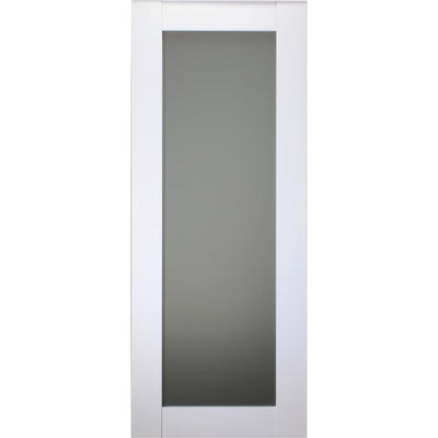 30 in. x 80 in. Smart Pro 207 Polar White Solid Core Wood 1-Lite Frosted Glass Interior Door Slab No Bore - Super Arbor