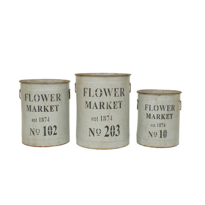 Metal Flower Market Buckets with Handles (Set of 3) - Super Arbor