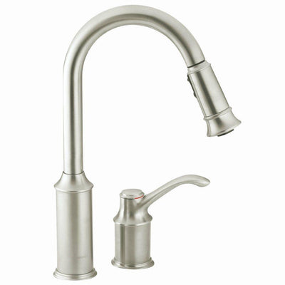 Aberdeen Single-Handle Pull-Down Sprayer Kitchen Faucet with Reflex in Classic Stainless - Super Arbor