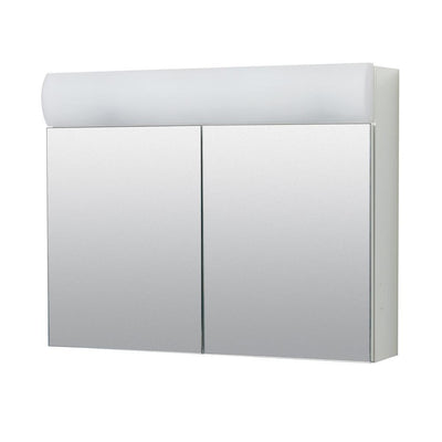 23.25 in. W x 18.63 in. H x 5.88 in. D Surface Mount Lighted Frameless Bi-View Medicine Cabinet in White - Super Arbor