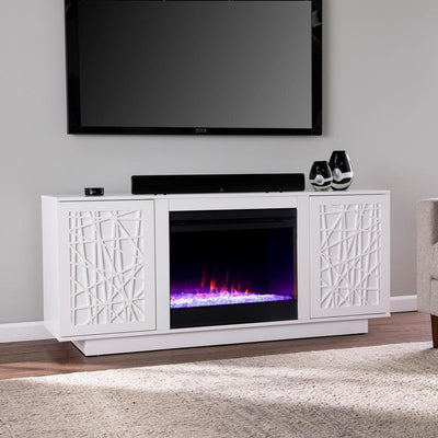 Luke 60 in. Color Changing Fireplace with Media Storage - Super Arbor