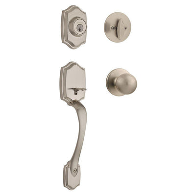 Belleview Satin Nickel Single Cylinder Door Handleset with Polo Door Knob Featuring SmartKey Security - Super Arbor