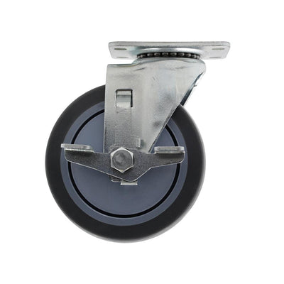 5 in. Medium Duty Gray TPR Swivel Plate Caster with Brake 350 lbs. Weight Capacity - Super Arbor
