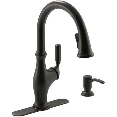 Worth Single-Handle Pull-Down Sprayer Kitchen Faucet in Oil Rubbed Bronze - Super Arbor