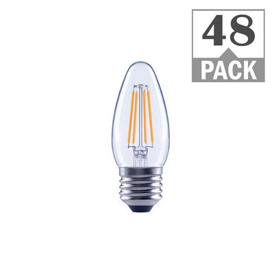 EcoSmart 40-Watt Equivalent B11 Dimmable Clear Filament Vintage Style LED Light Bulb Soft White (48-Pack) - Super Arbor