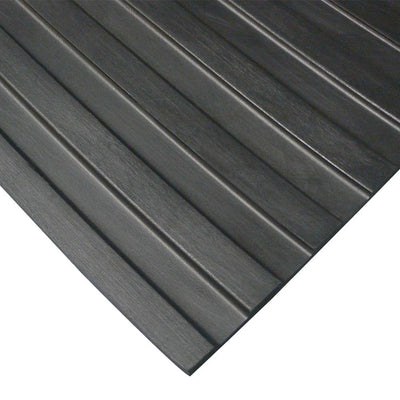 Rubber-Cal Corrugated Wide Rib 3 ft. x 20 ft. Black Rubber Flooring (60 sq. ft.) - Super Arbor