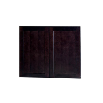 Bremen Ready to Assemble 30x30x12 in. Shaker Wall Cabinets with 2-Door and 2 Adjustable Shelves in Espresso - Super Arbor