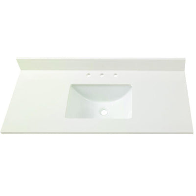 49 in. W Engineered Marble Single Sink Vanity Top in Winter White - Super Arbor