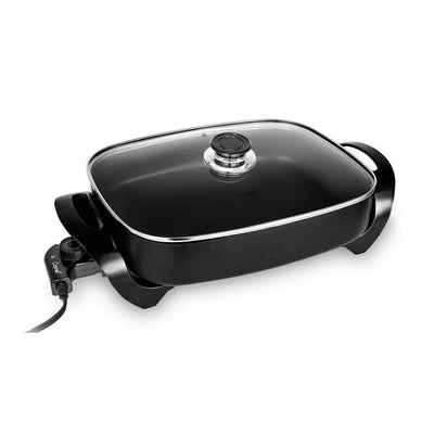 16 in. x 12 in. x 3.15 in. 8 Qt black professional non-stick copper electric frying pan - Super Arbor