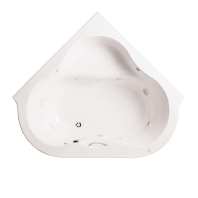 EverClean 76-3/4 in. Acrylic Corner Drop-In Whirlpool Bathtub in White - Super Arbor