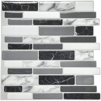 12 in. x 12 in. Grey Peel and Stick Wall Tile Backsplash for Kitchen (10-Pack) - Super Arbor