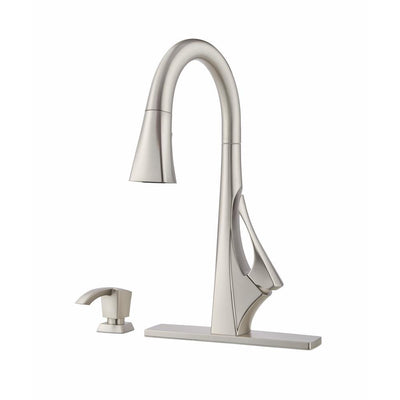 Venturi Single-Handle Pull-Down Sprayer Kitchen Faucet in Spot Defense with Stainless Steel - Super Arbor