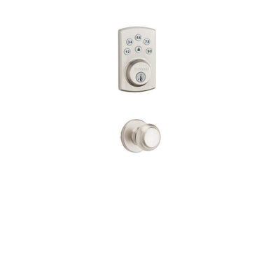 Powerbolt2 Satin Nickel Single Cylinder Electronic Deadbolt Featuring SmartKey Security and Cove Passage Knob - Super Arbor