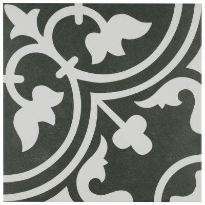 Merola Tile     Arte Black Encaustic 9-3/4 in. x 9-3/4 in. Porcelain Floor and Wall Tile (11.11 sq. ft. / case)