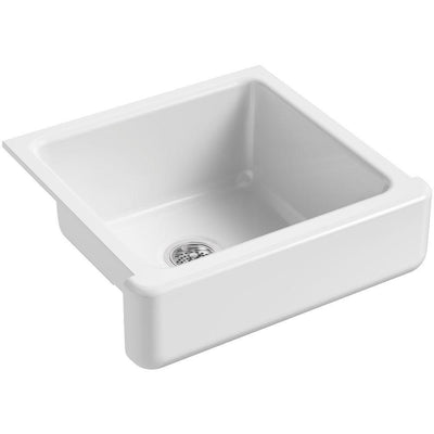 Whitehaven Farmhouse Undermount Short Apron Front Cast Iron 24 in. Single Bowl Kitchen Sink in White - Super Arbor