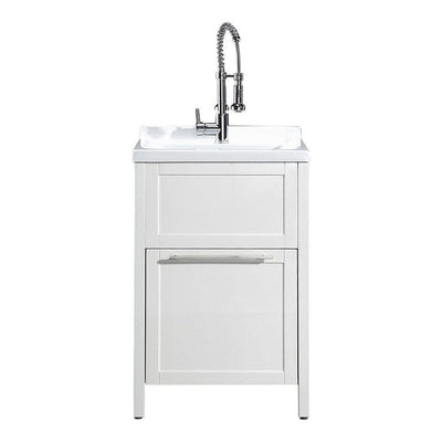 Eleni All-In-One Kit 24 in. x 22 in. x 37.8 in. Acrylic Utility Sink with Cabinet in White - Super Arbor