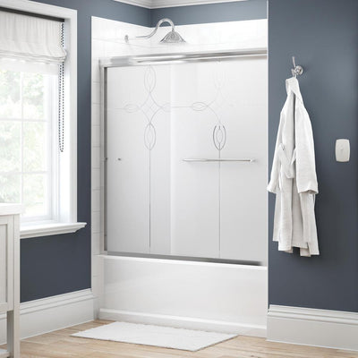 Simplicity 60 in. x 58-1/8 in. Semi-Frameless Traditional Sliding Bathtub Door in Chrome with Tranquility Glass - Super Arbor