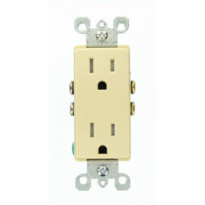 Decora 15 Amp Tamper Resistant Power Duplex Outlet, Ivory - Super Arbor