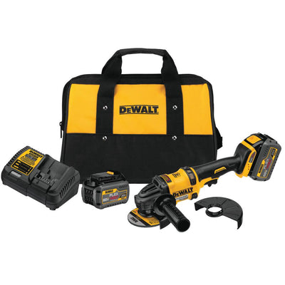 FLEXVOLT 60-Volt MAX Lithium-Ion Cordless Brushless 4-1/2 in. Angle Grinder with (2) Batteries 2Ah, Charger and Bag - Super Arbor