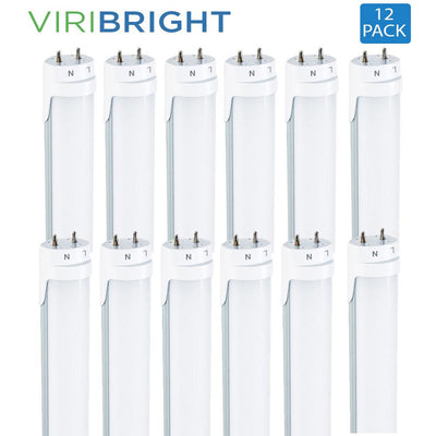 Viribright 4 ft. 40-Watt Equivalent Cool White (4000K) Type A & B Hybrid Linear T8 LED Tube Light Bulb (12-Pack) - Super Arbor
