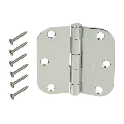 3-1/2 in. Chrome 5/8 in. Radius Door Hinge - Super Arbor