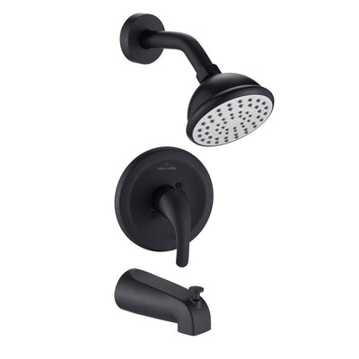 Single-Handle 4 in. Tub and Shower Faucet Set, Matte Black - Super Arbor